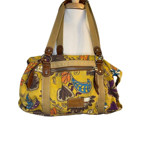 Fossil Long Live Vintage Boho Floral Canvas Weekend Duffel Bag - Picture 2 of 16